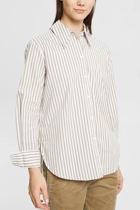 Esprit pluusid naised valge pikk triibuline kootud pluus Z24R397