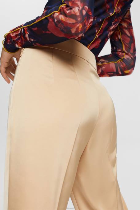 Esprit püksid ja püksid naised kreem beež kõrguvad lõhestatud äärtega püksid Z24R326