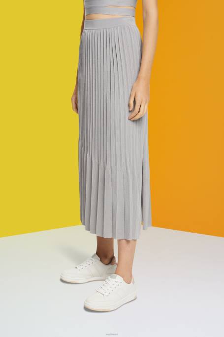 Esprit seelikud naised keskmine hall plisseeritud midi seelik Z24R481