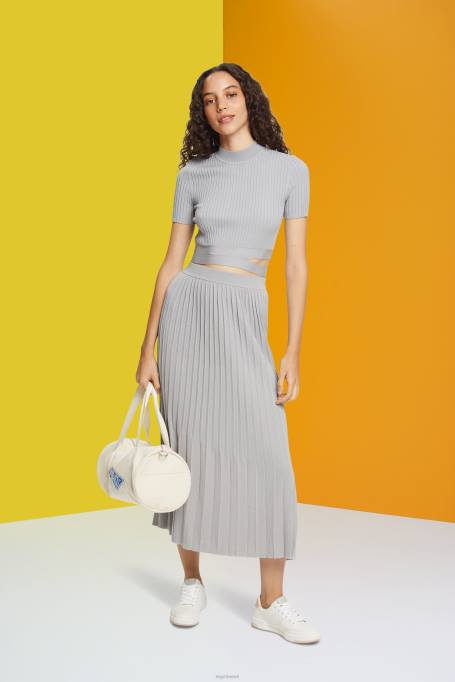 Esprit seelikud naised keskmine hall plisseeritud midi seelik Z24R481