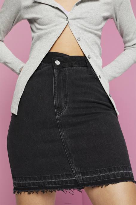 Esprit seelikud naised must keskmine pesu teksadest miniseelik asümmeetrilise vöökohaga Z24R206