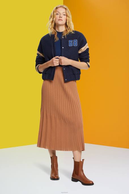 Esprit seelikud naised pruun plisseeritud midi seelik Z24R482