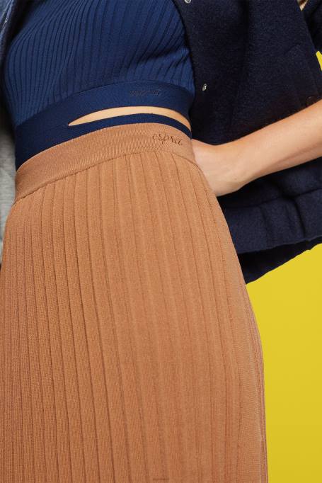 Esprit seelikud naised pruun plisseeritud midi seelik Z24R482