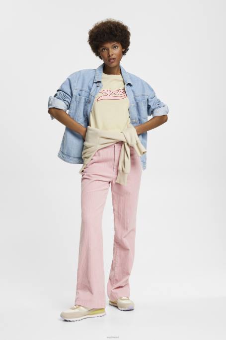 Esprit t-särgid naised beež puuvillane t-särk trükitud logoga Z24R143