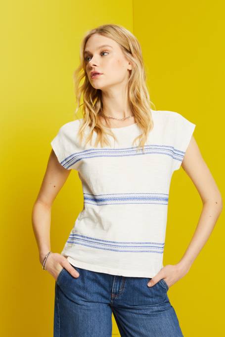 Esprit t-särgid naised jää tikitud t-särk, 100% puuvill Z24R97