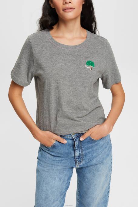 Esprit t-särgid naised keskmine hall tikitud t-särk Z24R528