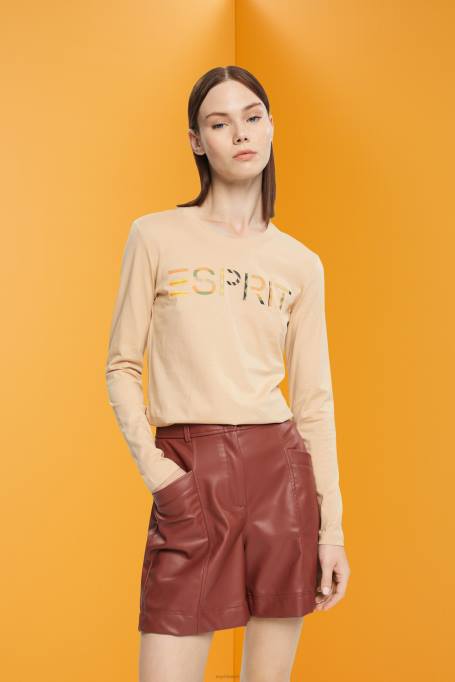 Esprit t-särgid naised liiv pikkade varrukatega t-särk logoga Z24R461