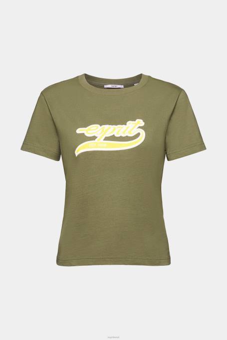 Esprit t-särgid naised oliiv puuvillane t-särk trükitud logoga Z24R144