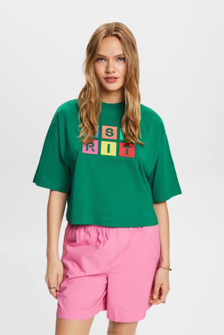 Esprit t-särgid naised tumeroheline tikitud logoga T-särk, 100% puuvill Z24R15