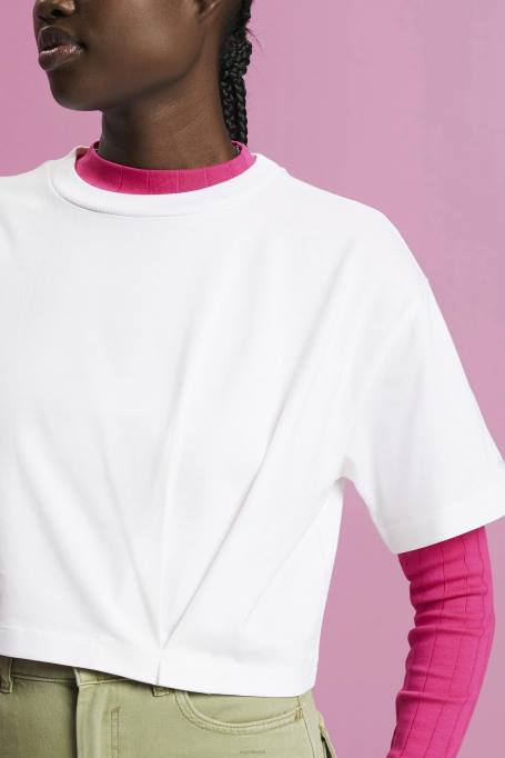 Esprit t-särgid naised valge kärbitud t-särk Z24R194