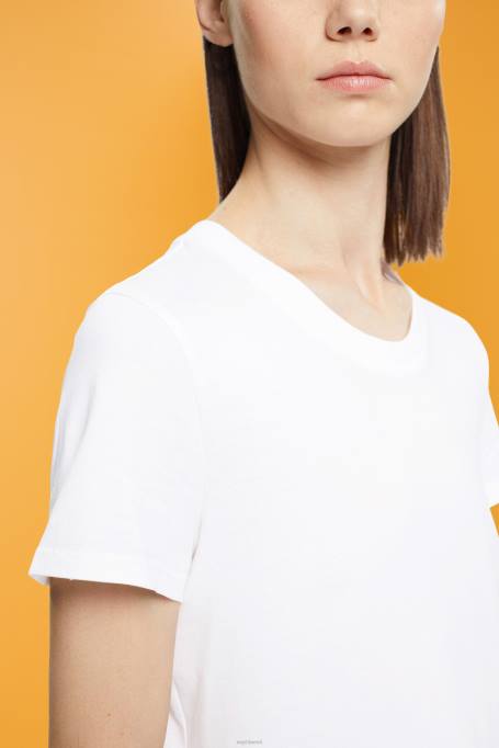 Esprit t-särgid naised valge puuvillane crewneck T-särk Z24R456