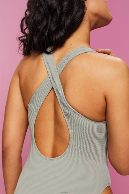 Esprit ujuda naised khaki roheline ristselja tekstuuriga ujumistrikoo Z24R79