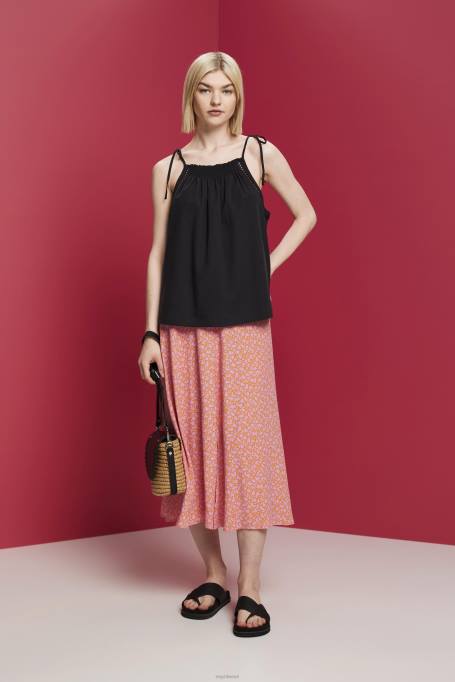 Esprit üleval naised must smockiga kamisole topp, tencel Z24R198