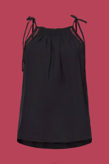 Esprit üleval naised must smockiga kamisole topp, tencel Z24R198