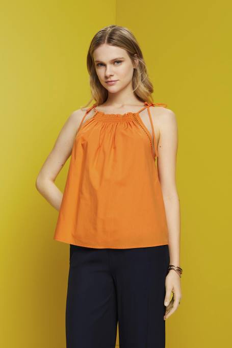 Esprit üleval naised oranž smockiga kamisole topp, tencel Z24R199