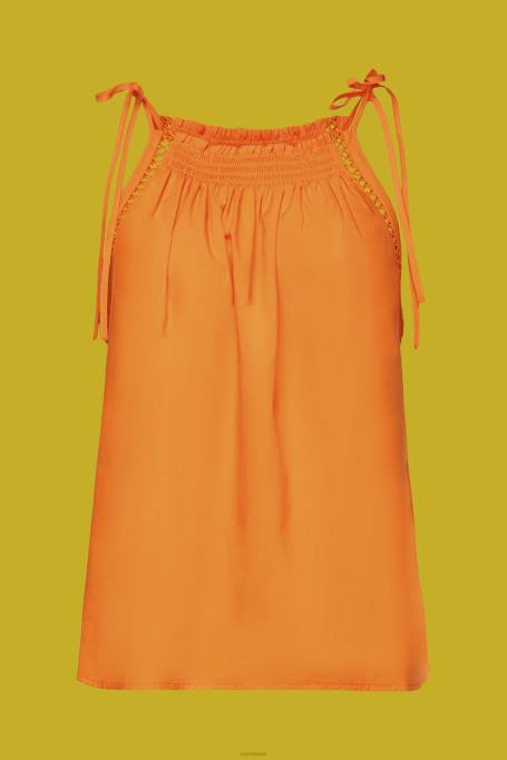 Esprit üleval naised oranž smockiga kamisole topp, tencel Z24R199