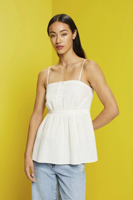 Esprit üleval naised valge tekstureeritud cami top Z24R224