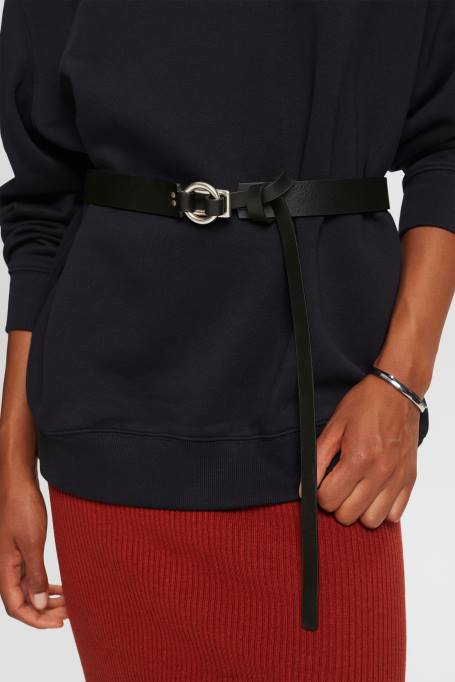 Esprit tarvikud naised must nahast tõmmake läbi vöö Z24R18